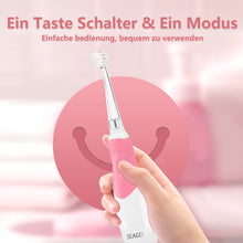 Lade das Bild in den Galerie-Viewer, Seago SG-513 Elektrische Zahnbürste Kinder Baby Kinderzahnbürste Elektrisch ab 0-3 Jahre mit LED Licht Smart Timer Babyzahnbürste Wasserdicht IPX7 Schallzahnbürste (Baby Rosa)