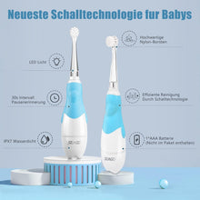 Lade das Bild in den Galerie-Viewer, Seago SG-513 Elektrische Zahnbürste Kinder Baby Kinderzahnbürste Elektrisch ab 0-3 Jahre mit LED Licht Smart Timer Babyzahnbürste Wasserdicht IPX7 Schallzahnbürste (Baby Blau)