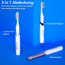 Lade das Bild in den Galerie-Viewer, Seago Elektrische Zahnbürste für Reise, Schallzahnbürste, 2 Putzmodi, 24000 Vibrationen pro Minute, 8 Ersatzköpfe, Tragbare Batterie Zahnbürste, Elektrische Reisezahnbürste, SG-2102 (Schwarz)