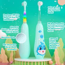 Lade das Bild in den Galerie-Viewer, Seago Elektrische Zahnbürste Kinder 0-6 Jahre mit buntem LED Licht, Smart Timer, wiederaufladbare Baby Zahnbürste mit 8 weiche Ersatzbürstenköpfen, IPX7 Wasserdicht, SG2139