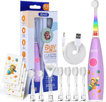 Lade das Bild in den Galerie-Viewer, SEAGO Kids Electric Toothbrush Rechargeable with Smart Timer, LED Observing Light & DIY Stickers for Toddlers Ages 2-4, Soft Bristles for Oral Care, USB Charging (Pink)