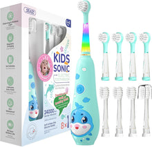 Lade das Bild in den Galerie-Viewer, SEAGO Kids Electric Toothbrushes Rechargeable, Toddler Electric Toothbrush with Magnetic Charging, LED Observing Light, 8 Toothbrush Heads for Ages 2-4 -6 Boys Girls (Blue)