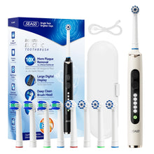 Lade das Bild in den Galerie-Viewer, Seago Rotierende Elektrische Zahnbürste mit 8 Aufsteckbürsten, 5 Putzmodi für Zahnpflege, Extra großes Display, Reiseetui, Anzeige bei niedrigem Akkustand, Langanhaltender lithium-ionen akku, Rosa