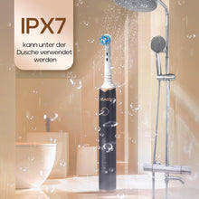 Lade das Bild in den Galerie-Viewer, Seago Elektrische Zahnbürste mit 8 Runder Aufsteckbürsten, Rotierende Zahnbürste mit 5 Putzmodi, Elektrische Schallzahnbürste Zahnaufhellung in 14 Tagen, für Erwachsene Kinder(Schwarz)