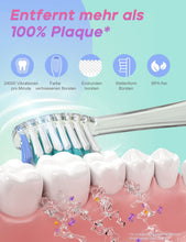 Lade das Bild in den Galerie-Viewer, Seago Elektrische Zahnbürste Kinder mit 8 Extra Weiche Aufsteckbürste und 4 Persönliche Modi, LED Licht, Smart Timer, IPX7 Wasserdicht, Kinder Schallzahnbürste ab 3 Jahre, SG977