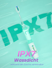 Lade das Bild in den Galerie-Viewer, Seago Elektrische Zahnbürste Kinder mit 8 Extra Weiche Aufsteckbürste und 4 Persönliche Modi, LED Licht, Smart Timer, IPX7 Wasserdicht, Kinder Schallzahnbürste ab 3 Jahre, SG977