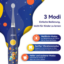 Lade das Bild in den Galerie-Viewer, Seago Elektrische Zahnbürste Kinder ab 1 Jahr, Schallzahnbürste Kinder mit LED-Lichtern und DIY-Aufklebern, 8 Weiche BPA-freie Bürstenköpfe, Kinderzahnbürste für Baby 0 bis 3 Kleinkind, SG-2159