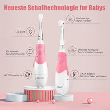 Lade das Bild in den Galerie-Viewer, Seago SG-513 Elektrische Zahnbürste Kinder Baby Kinderzahnbürste Elektrisch ab 0-3 Jahre mit LED Licht Smart Timer Babyzahnbürste Wasserdicht IPX7 Schallzahnbürste (Baby Rosa)
