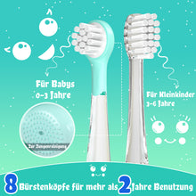 Lade das Bild in den Galerie-Viewer, Seago Elektrische Zahnbürste Kinder 0-6 Jahre mit buntem LED Licht, Smart Timer, wiederaufladbare Baby Zahnbürste mit 8 weiche Ersatzbürstenköpfen, IPX7 Wasserdicht, SG2139
