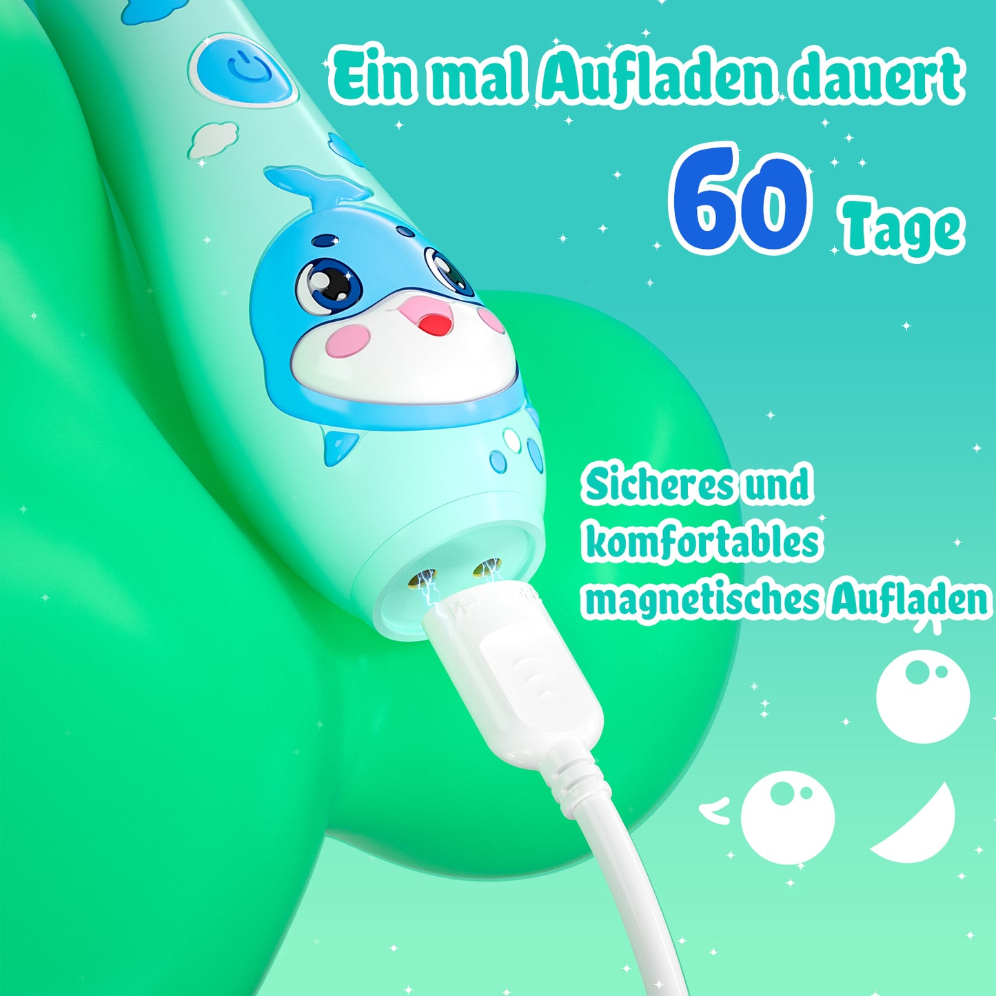 Seago Elektrische Zahnbürste Kinder 0-6 Jahre mit buntem LED Licht, Smart Timer, wiederaufladbare Baby Zahnbürste mit 8 weiche Ersatzbürstenköpfen, IPX7 Wasserdicht, SG2139