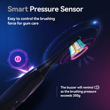 Load image into Gallery viewer, SEAGO Electric Toothbrush with 8 Soft Bristle Heads for Adults, Pressure Sensor, 5 Modes with 2 Minutes Build in Smart Timer, Rechargeable Travel Toothbrush with Brush Hold and Travel Case(Black)
