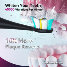 Load image into Gallery viewer, SEAGO Electric Toothbrush with 8 Soft Bristle Heads for Adults, Pressure Sensor, 5 Modes with 2 Minutes Build in Smart Timer, Rechargeable Travel Toothbrush with Brush Hold and Travel Case(Black)
