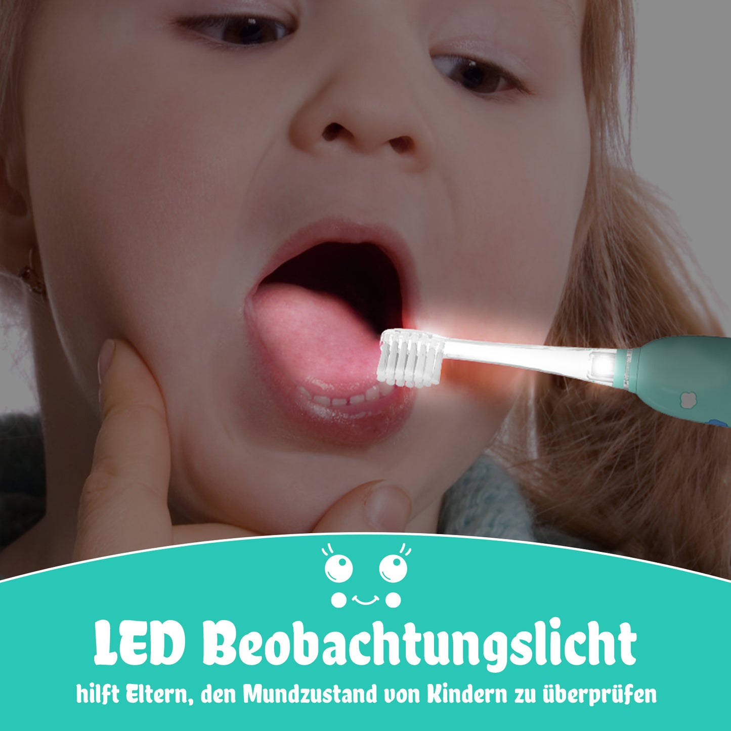 Seago Elektrische Zahnbürste Kinder 0-6 Jahre mit buntem LED Licht, Smart Timer, wiederaufladbare Baby Zahnbürste mit 8 weiche Ersatzbürstenköpfen, IPX7 Wasserdicht, SG2139
