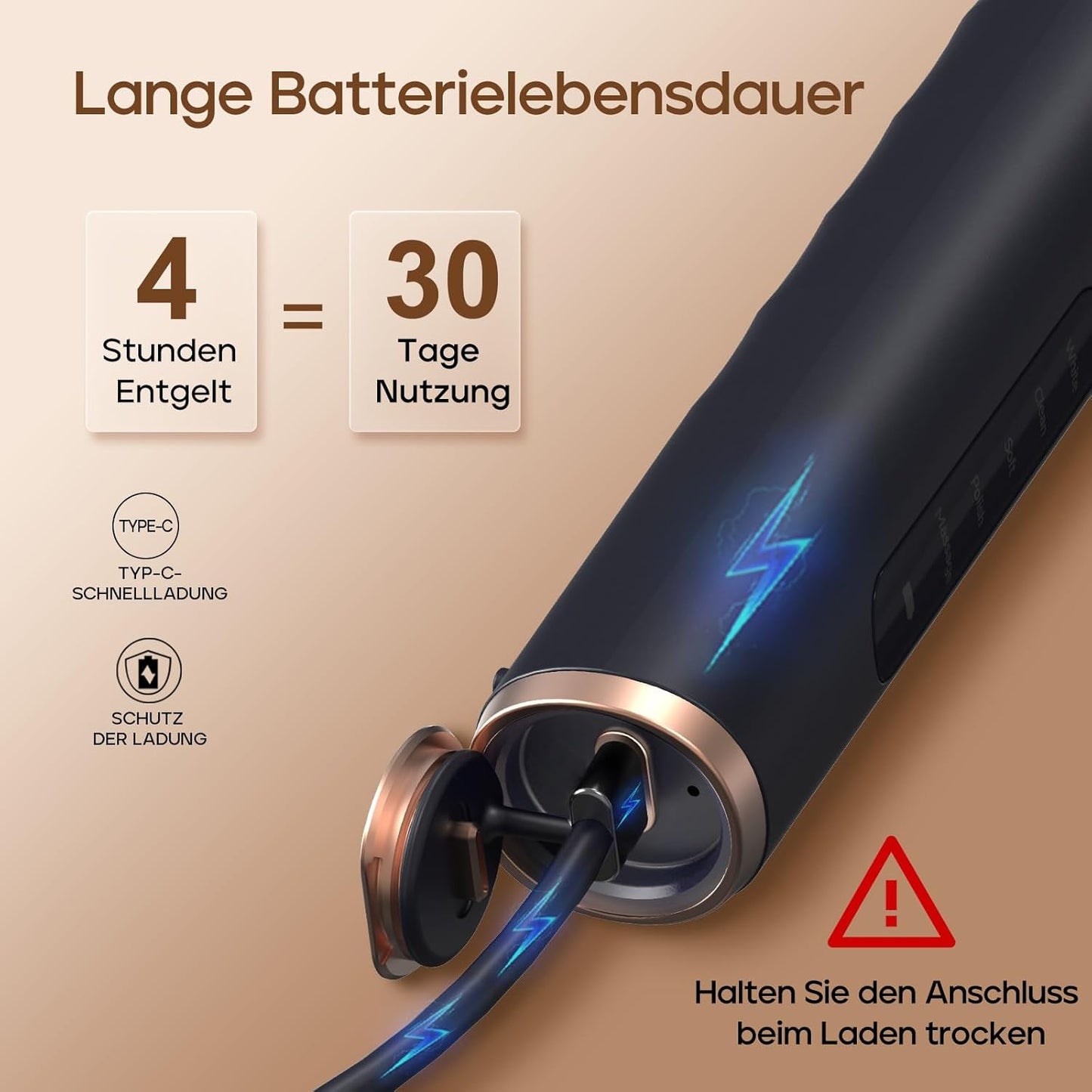 Seago Elektrische Zahnbürste mit 8 Runder Aufsteckbürsten, Rotierende Zahnbürste mit 5 Putzmodi, Elektrische Schallzahnbürste Zahnaufhellung in 14 Tagen, für Erwachsene Kinder(Schwarz)