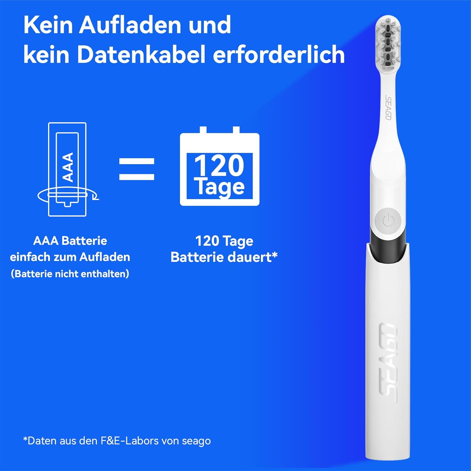 Seago Elektrische Zahnbürste für Reise, Schallzahnbürste, 2 Putzmodi, 24000 Vibrationen pro Minute, 8 Ersatzköpfe, Tragbare Batterie Zahnbürste, Elektrische Reisezahnbürste, SG-2102 (Schwarz)