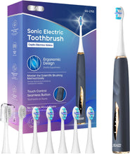 Load image into Gallery viewer, Seago Electric Toothbrush with Pressure Sensor - Whitening Toothbrush - 8 Brush Heads &amp; Replacement Reminder - 30 Days Standby &amp; USB Charging - 5 Cleaning Modes, Ultrasonic Toothbrush, SG2753 (Blue)
