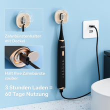 Load image into Gallery viewer, Seago Elektrische Zahnbürste mit Drucksensor, Ultraschallzahnbürsten und Zahnbürstenhalter, 2-Min-Timer, 5 Modi, 8 Bürstenköpfen, USB-C-Schnellladung, Aufhellung Der Zähne In 7 Tage, SG-2782(Schwarz)
