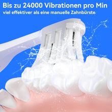Lade das Bild in den Galerie-Viewer, Seago Elektrische Zahnbürste für Reise, Schallzahnbürste, 2 Putzmodi, 24000 Vibrationen pro Minute, 8 Ersatzköpfe, Tragbare Batterie Zahnbürste, Elektrische Reisezahnbürste, SG-2102 (Schwarz)
