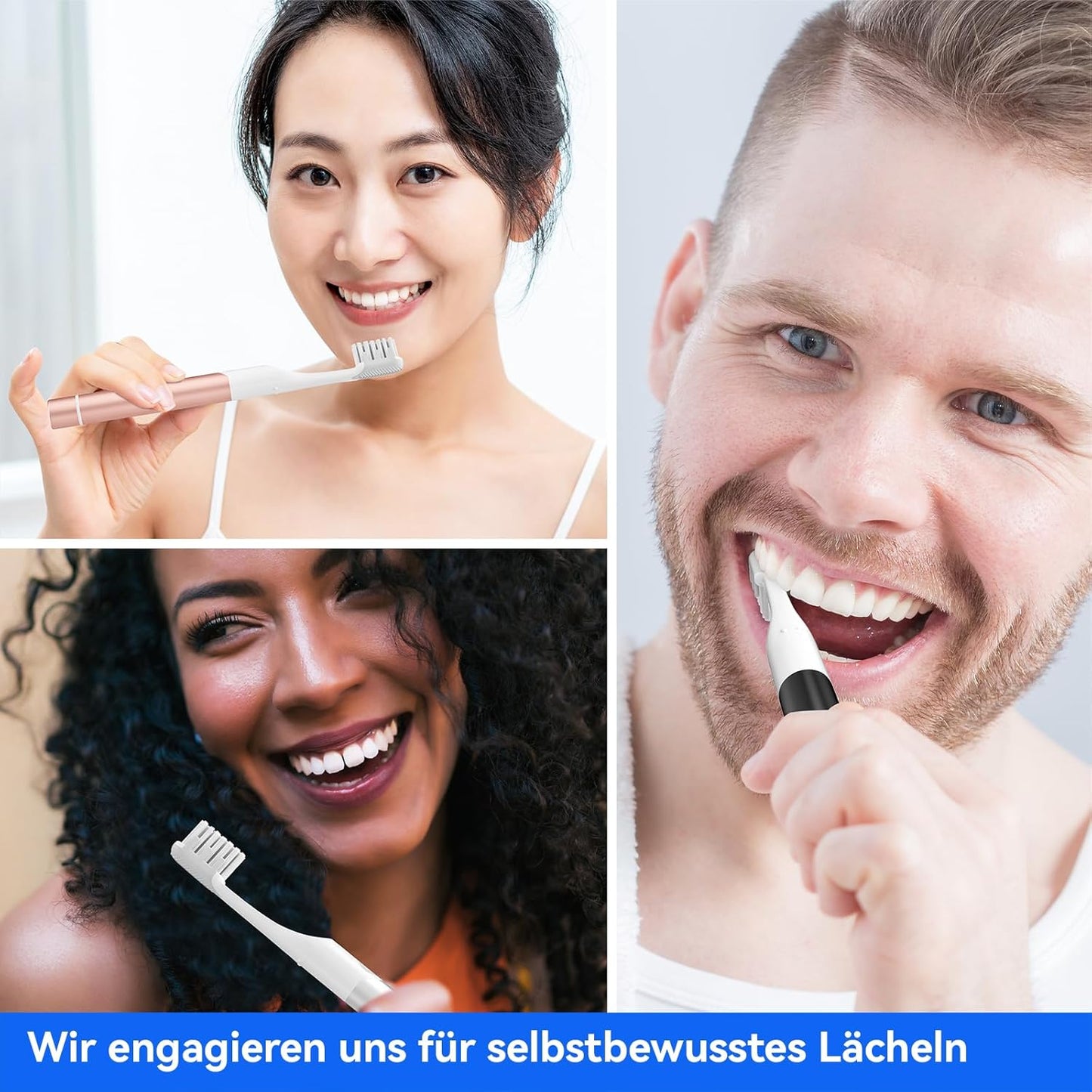 Seago Elektrische Zahnbürste für Reise, Schallzahnbürste, 2 Putzmodi, 24000 Vibrationen pro Minute, 8 Ersatzköpfe, Tragbare Batterie Zahnbürste, Elektrische Reisezahnbürste, SG-2102 (Schwarz)