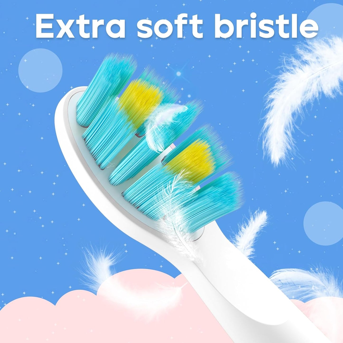 Seago Kids Electric Toothbrush Heads, Electric Toothbrushes Heads for SG2303/SG958, Brush Replacement Heads Pack of 4 (4pcs-White)