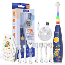 Lade das Bild in den Galerie-Viewer, SEAGO Kids Electric Toothbrush Rechargeable with Smart Timer, LED Observing Light &amp; DIY Stickers for Toddlers Ages 2-4, Soft Bristles for Oral Care, USB Charging (Pink)
