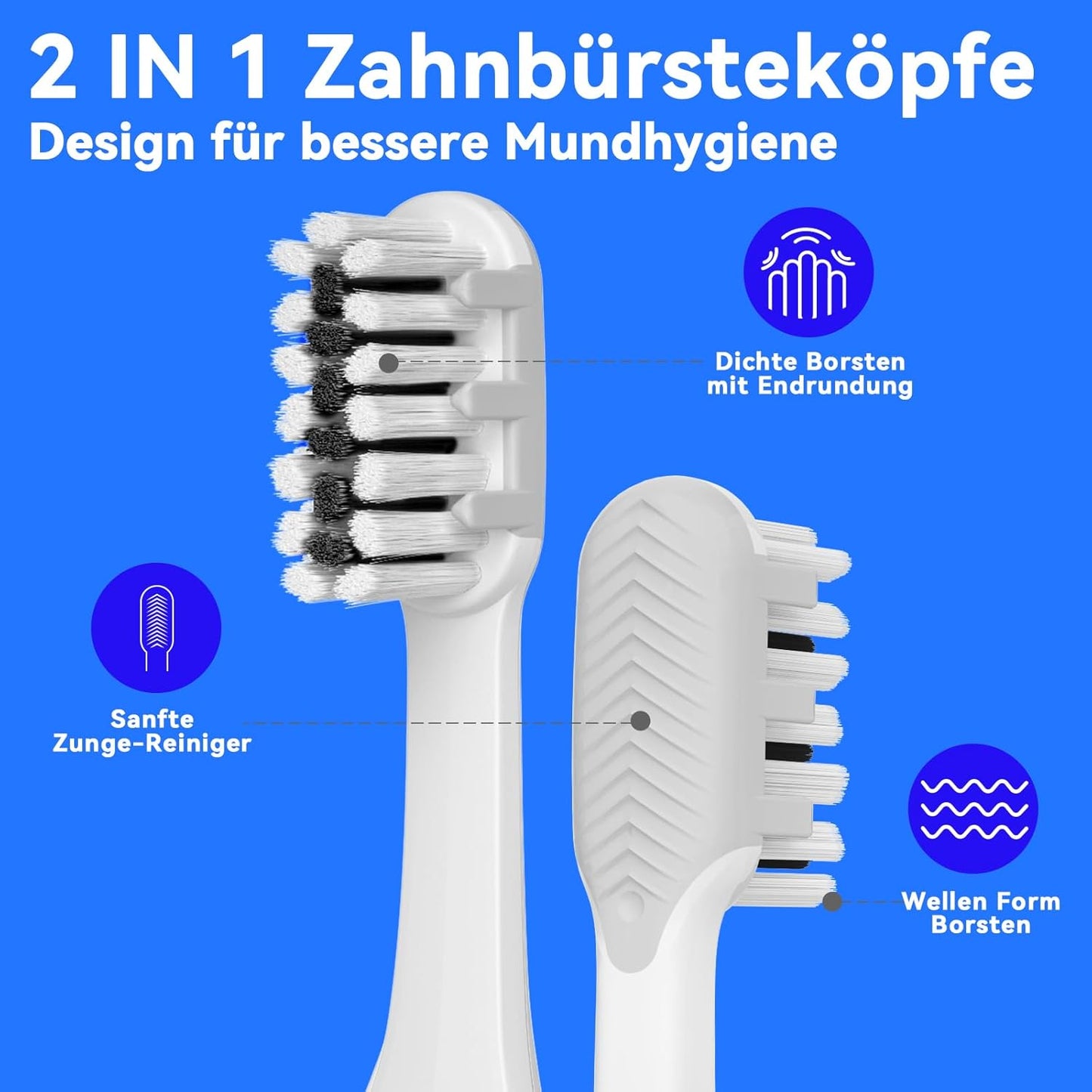 Seago Elektrische Zahnbürste für Reise, Schallzahnbürste, 2 Putzmodi, 24000 Vibrationen pro Minute, 8 Ersatzköpfe, Tragbare Batterie Zahnbürste, Elektrische Reisezahnbürste, SG-2102 (Schwarz)