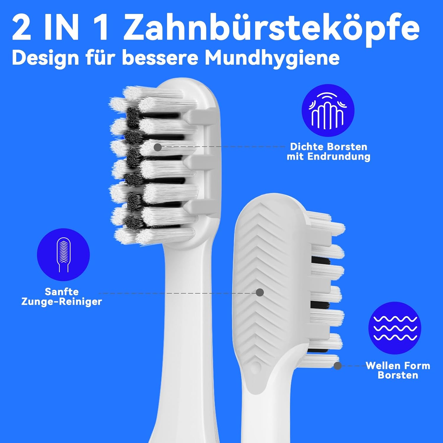 Seago Elektrische Zahnbürste für Reise, Schallzahnbürste, 2 Putzmodi, 24000 Vibrationen pro Minute, 8 Ersatzköpfe, Tragbare Batterie Zahnbürste, Elektrische Reisezahnbürste, SG-2102 (Schwarz)