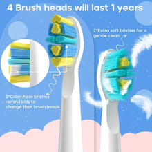 Lade das Bild in den Galerie-Viewer, Seago Kids Electric Toothbrush Heads, Electric Toothbrushes Heads for SG2303/SG958, Brush Replacement Heads Pack of 4 (4pcs-White)
