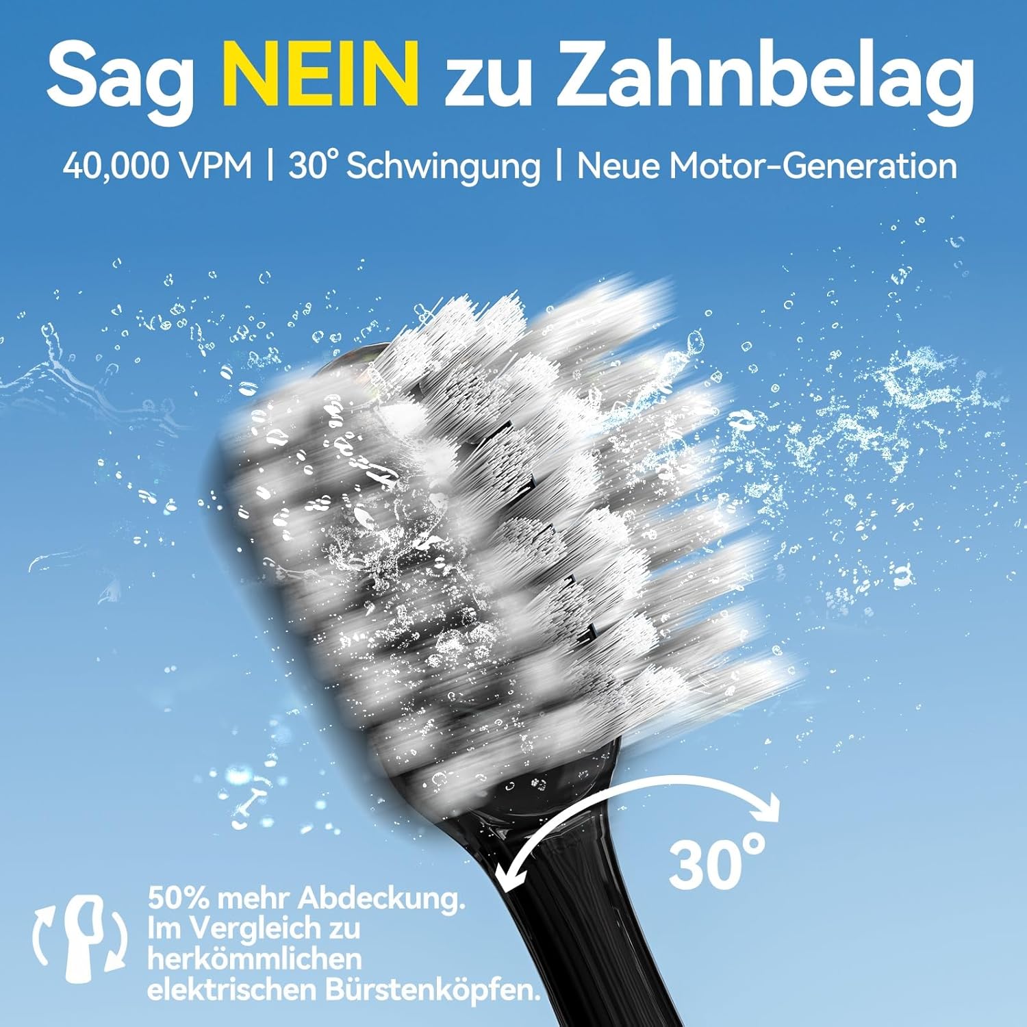 Seago Elektrische Zahnbürste mit Drucksensor, Ultraschallzahnbürsten und Zahnbürstenhalter, 2-Min-Timer, 5 Modi, 8 Bürstenköpfen, USB-C-Schnellladung, Aufhellung Der Zähne In 7 Tage, SG-2782(Schwarz)