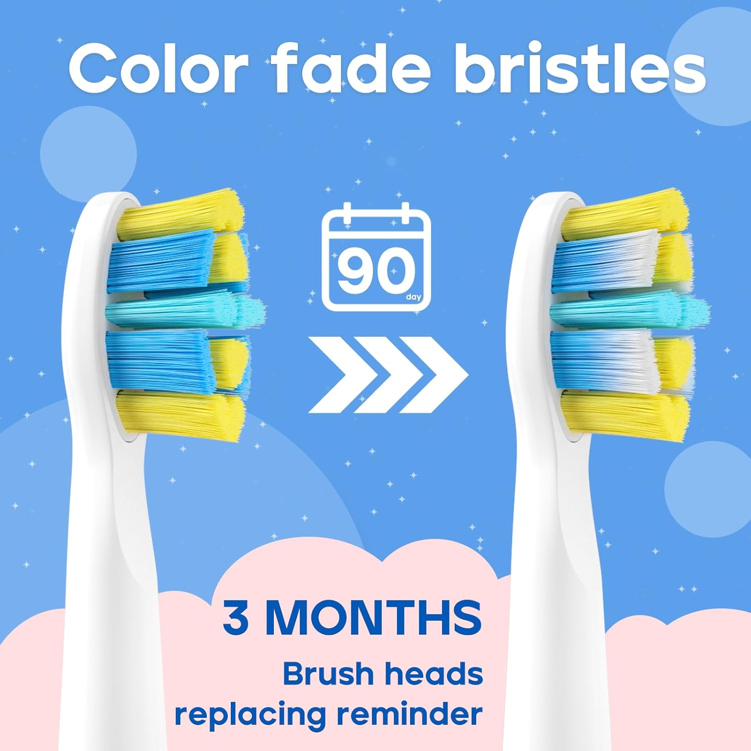Seago Kids Electric Toothbrush Heads, Electric Toothbrushes Heads for SG2303/SG958, Brush Replacement Heads Pack of 4 (4pcs-White)
