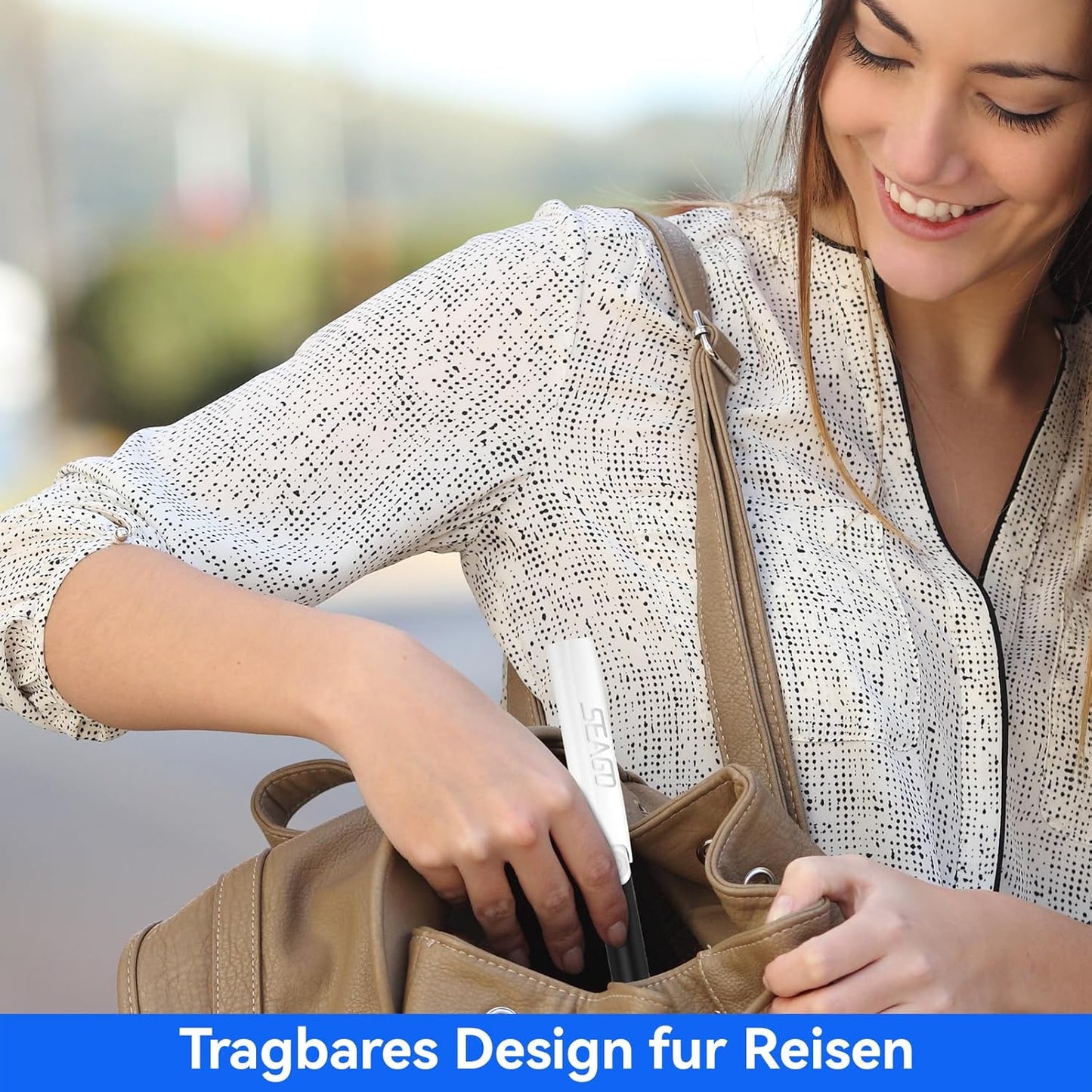 Seago Elektrische Zahnbürste für Reise, Schallzahnbürste, 2 Putzmodi, 24000 Vibrationen pro Minute, 8 Ersatzköpfe, Tragbare Batterie Zahnbürste, Elektrische Reisezahnbürste, SG-2102 (Schwarz)