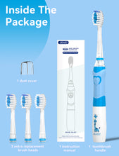 Load image into Gallery viewer, SEAGO Kids Electric Toothbrush with 2 Mins Brushing Timer and 4 Replacement Bursh Heads,Rainbow LED Light Make Brushing Fun, Pink Color Girls Battery Powered Toothbrush for 4-12 Years Old
