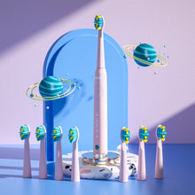 Lade das Bild in den Galerie-Viewer, Seago elektrische Zahnbürste Kinder mit extra weiche Borsten und 5 persönliche Modi, 8 Ersatzköpfe, Smart Timer, wiederaufladbare Zahnbürste Kinder (Rosa)
