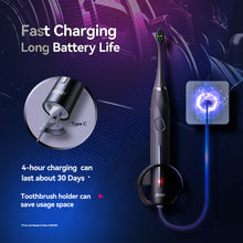 Load image into Gallery viewer, SEAGO Electric Toothbrush with 8 Soft Bristle Heads for Adults, Pressure Sensor, 5 Modes with 2 Minutes Build in Smart Timer, Rechargeable Travel Toothbrush with Brush Hold and Travel Case(Black)
