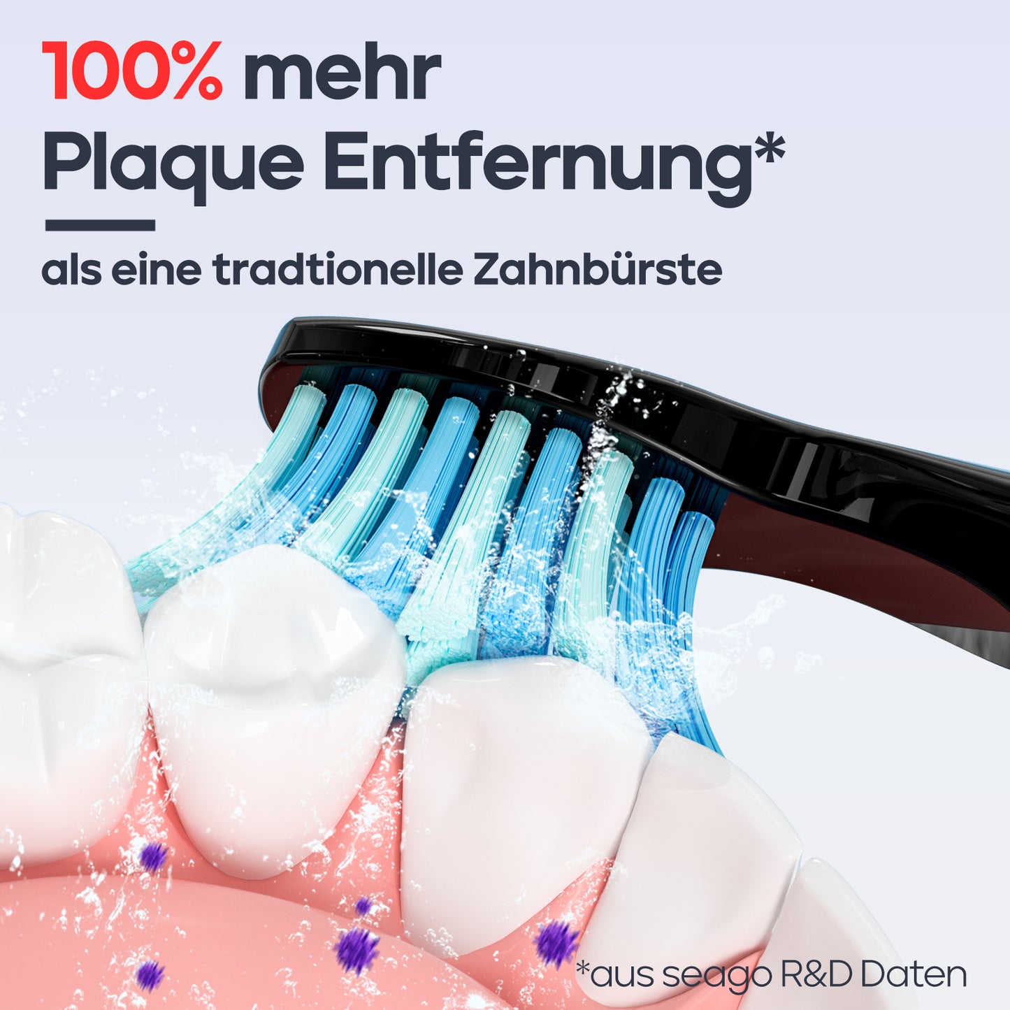 Seago Elektrische Zahnbürste, Schallzahnbürste mit 40000VPM weißen Ihre Zähne in zwei Wochen, USB wiederaufladbar, mit persönlichen 5-Modi und 8-Köpfen, Elektrische Schallzahnbürste, SG-958