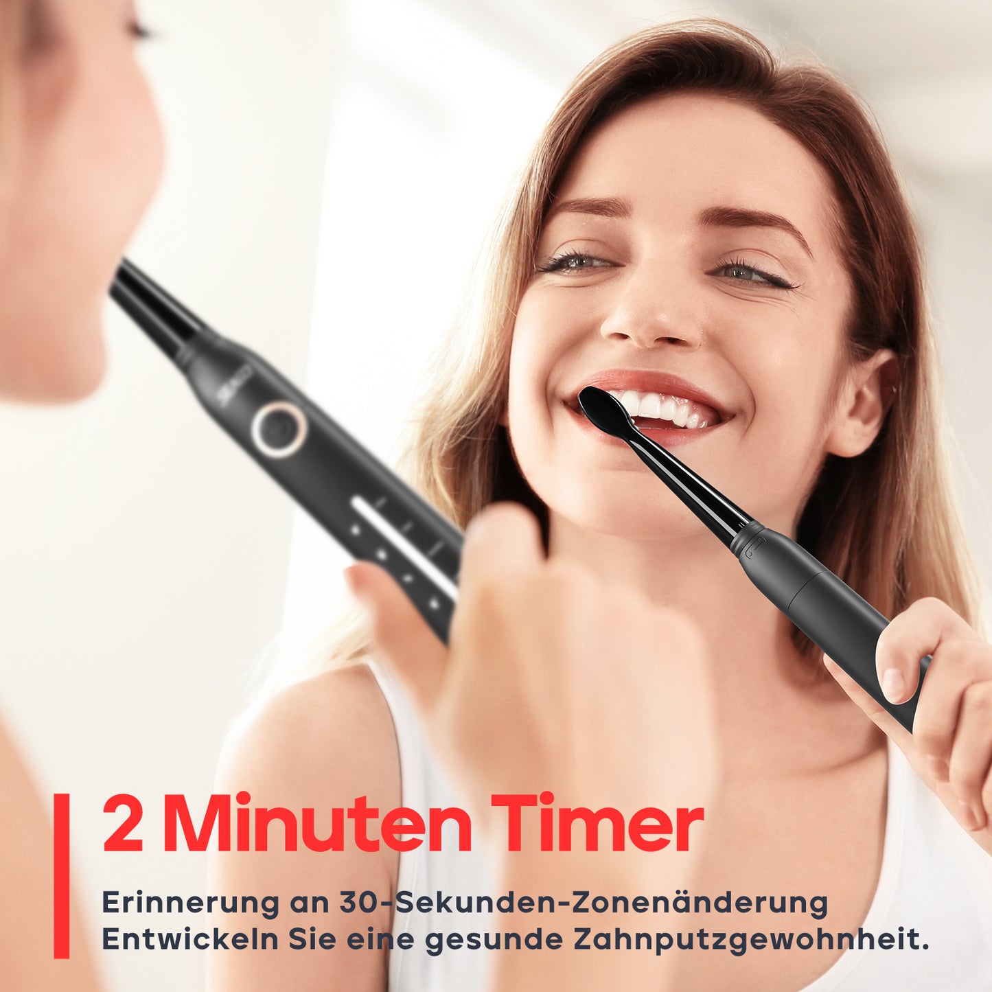 Seago Elektrische Zahnbürste, Schallzahnbürste mit 40000VPM weißen Ihre Zähne in zwei Wochen, USB wiederaufladbar, mit persönlichen 5-Modi und 8-Köpfen, Elektrische Schallzahnbürste, SG-958