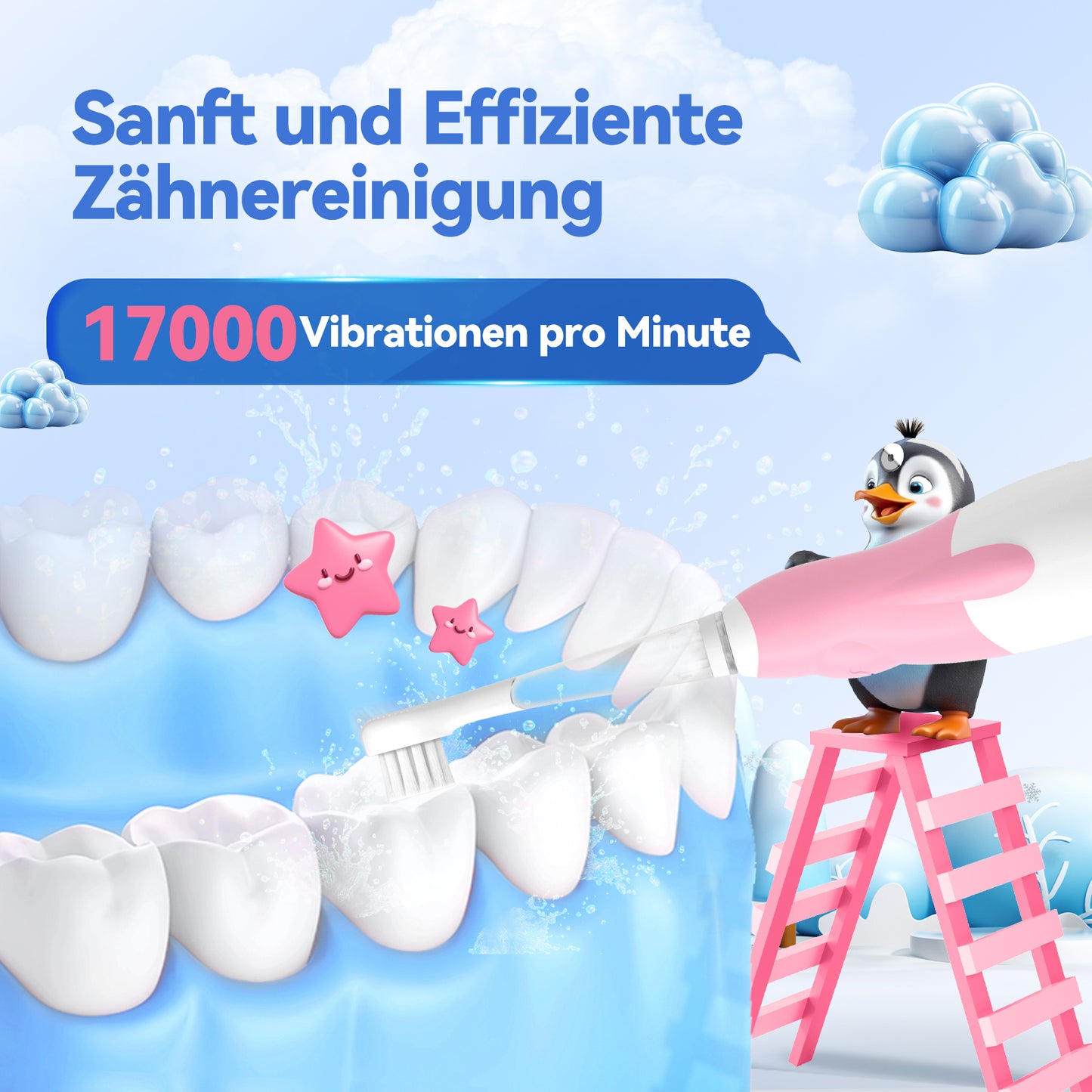 Seago Elektrische Zahnbürste Kinder Baby Zahnbürste ab 0 1 2 3 Jahr, mit LED Licht, Runder Weich Ersatzbürsten, Elektrische Zahnbürste Baby,2 Minuten Smart Timer, Wasserdicht IPX7,SG513