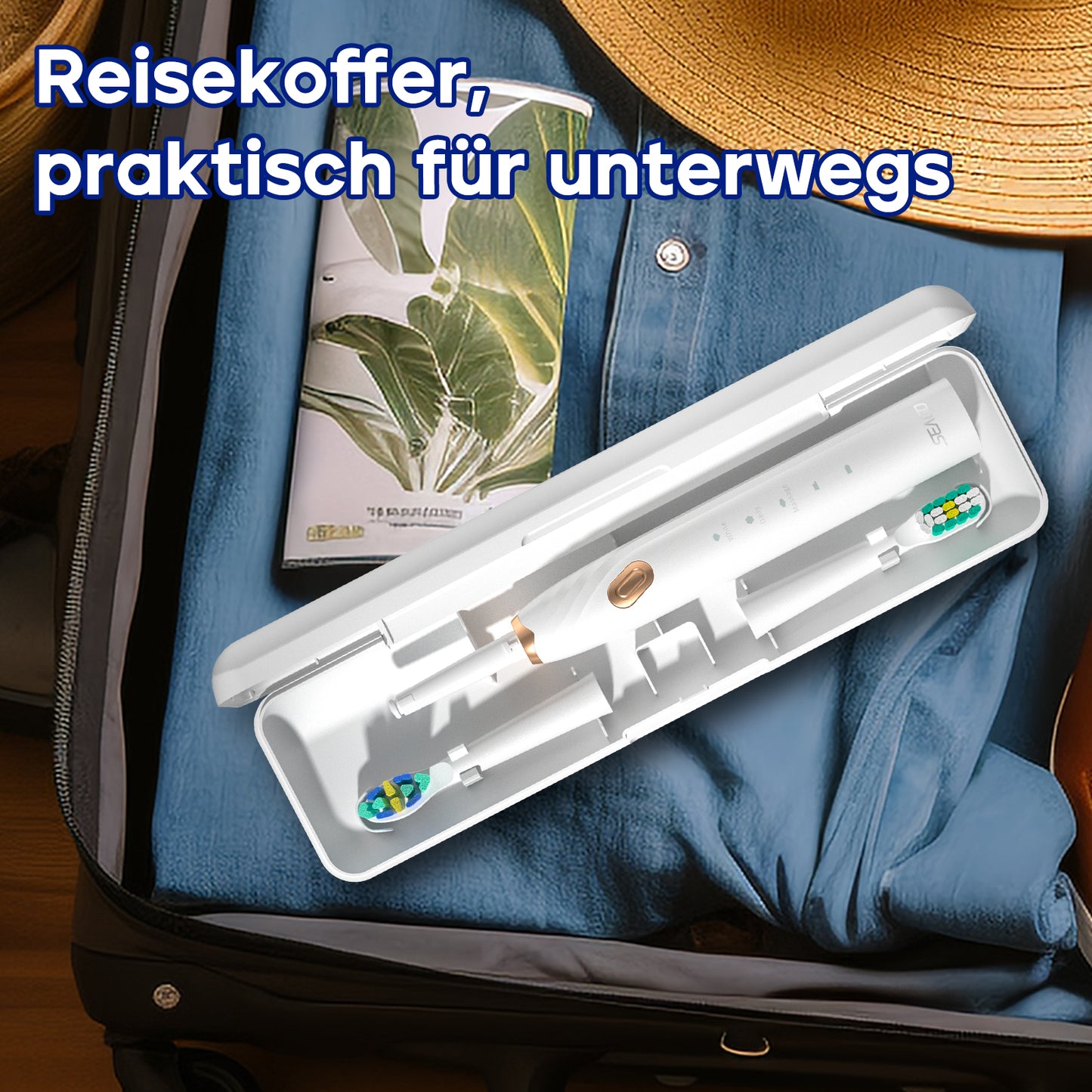 Seago Elektrische Zahnbürste mit 10 Zahnbürstenköpfen, Reisezahnbürste mit Reiseetui & Zahnbürstenhalter, intelligente Zahnbürste mit Timer – für Erwachsene, Jungen und Mädchen SG2316