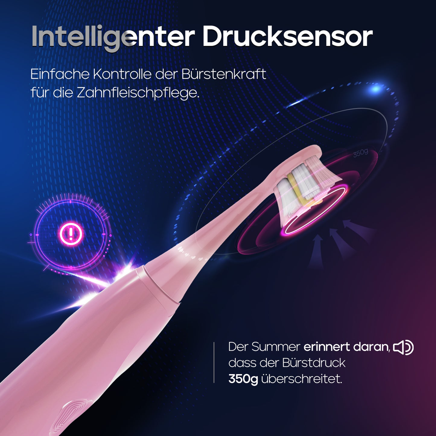Seago  Elektrische Zahnbürste, Zahnbürste Elektrisch mit Drucksensor, 40000 VPM 8 Weiche Zbürstenköpfe 5 Modi, Schallzahnbürste mit Zahnbürste Halter, Reiseetui, für Erwachsene, SG-2752(Rosa)