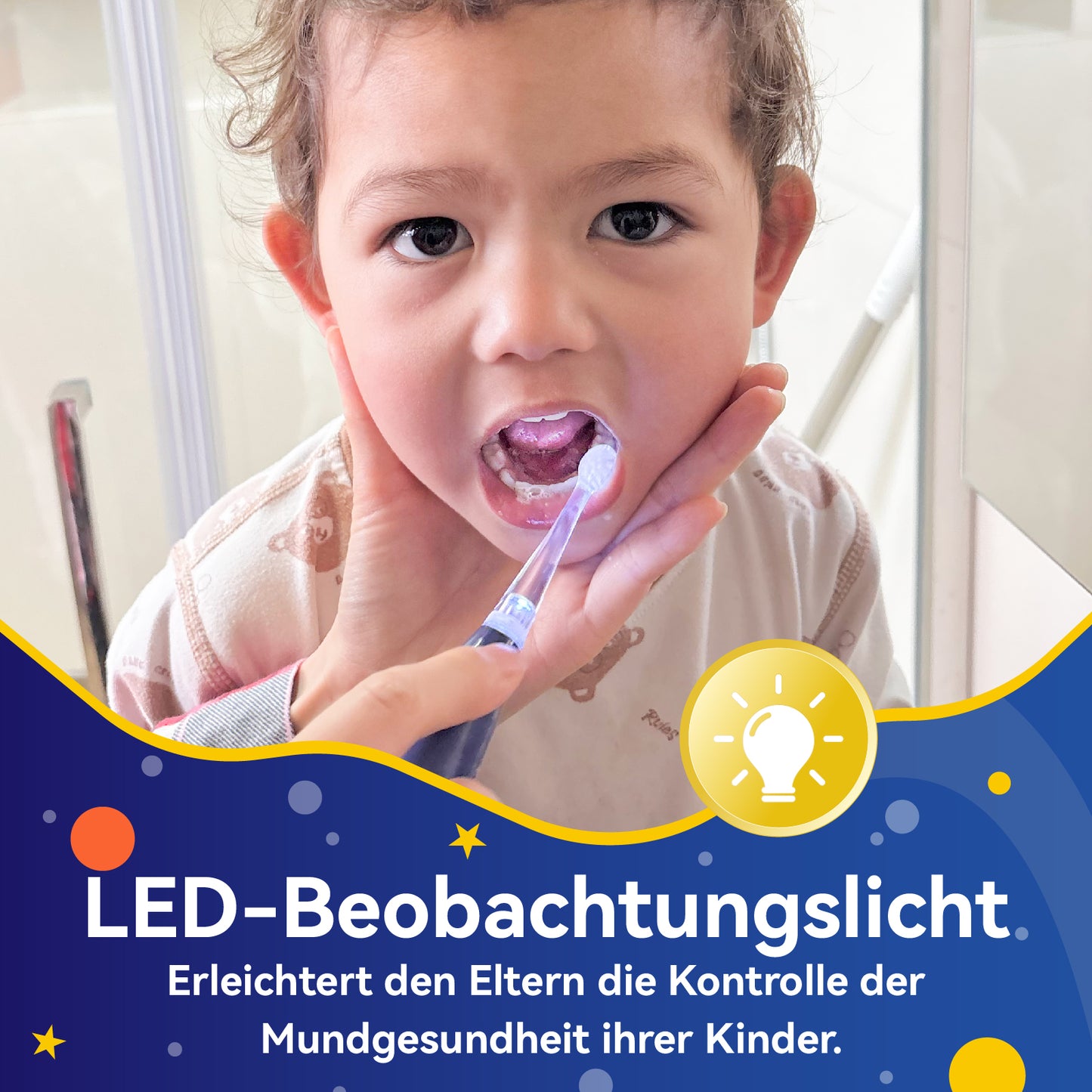 Seago Elektrische Zahnbürste Kinder ab 1 Jahr, Schallzahnbürste Kinder mit LED-Lichtern und DIY-Aufklebern, 8 Weiche BPA-freie Bürstenköpfe, Kinderzahnbürste für Baby 0 bis 3 Kleinkind, SG-2159
