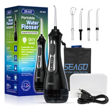 Load image into Gallery viewer, Seago Munddusche für den Zahnstrahl, tragbar, professionell, DIY Modi, IPX7 wasserdicht, 5 Düsen, USB, wiederaufladbar, Zahnstrahl für Zuhause und Reisen
